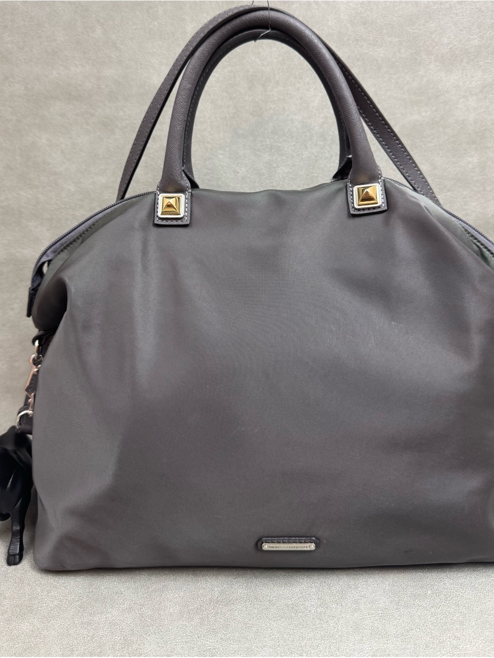 Rebecca Minkoff Dark grey  Nylon Tote with Gold Pyramid Accents